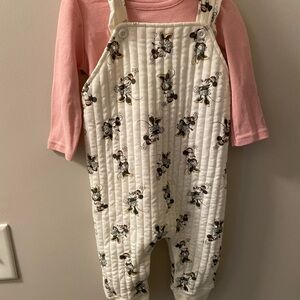 Disney Pink and White Overalls with Whimsical Design